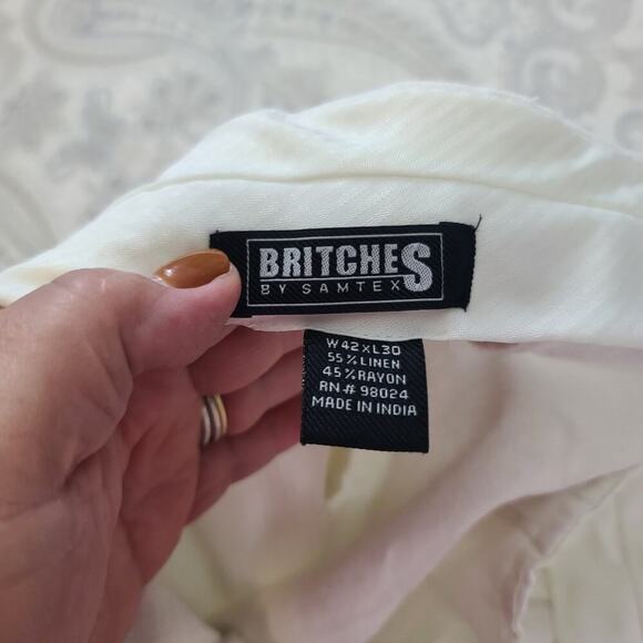 Britches by Samtex mens linen trouser 42x30 beachy resort wear vacation nautical - Picture 5 of 8